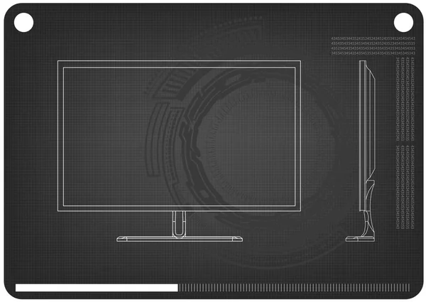 Modelo 3d del monitor en un negro — Archivo Imágenes Vectoriales