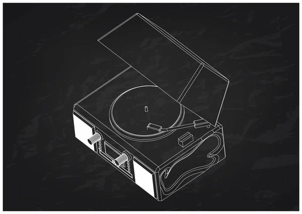 Record player na czarnym tle — Wektor stockowy