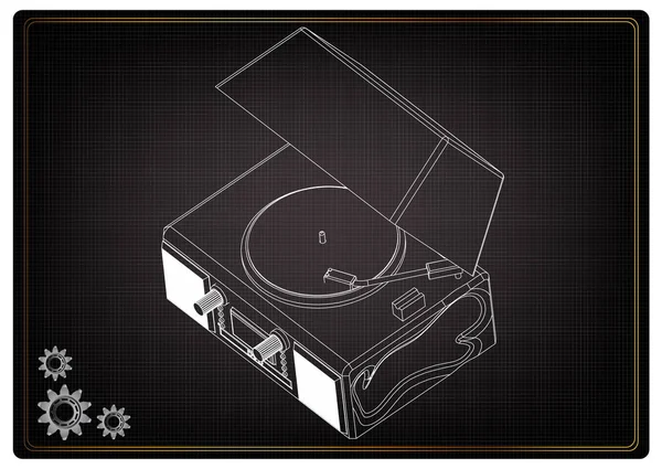 Record player on a black background — Stock Vector