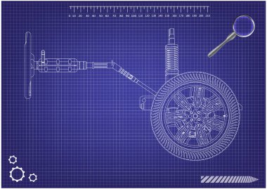 sütun ve araba süspansiyon mavi direksiyon 3d modeli