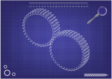 Gears'ı mavi üzerinde 3 boyutlu model