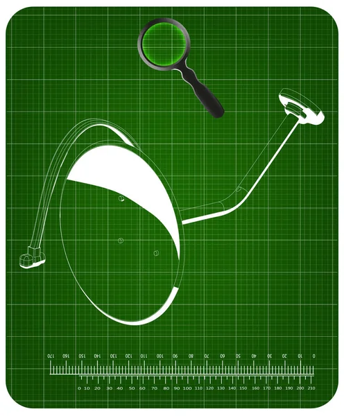 Modèle 3d de antenne parabolique sur un vert — Image vectorielle