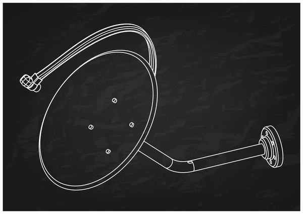 3D-Modell der Satellitenschüssel auf einem schwarzen — Stockvektor