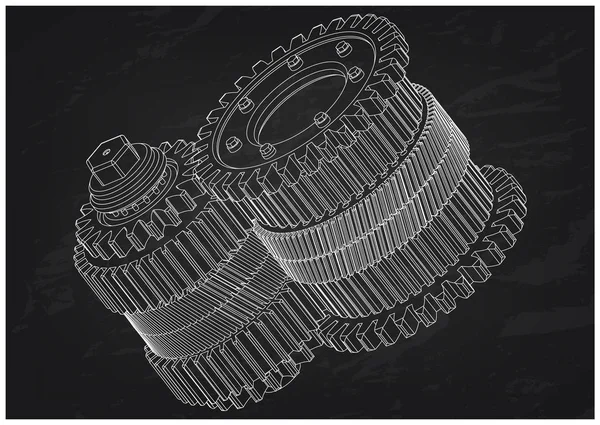 3d model of gears on a black — Stock Vector