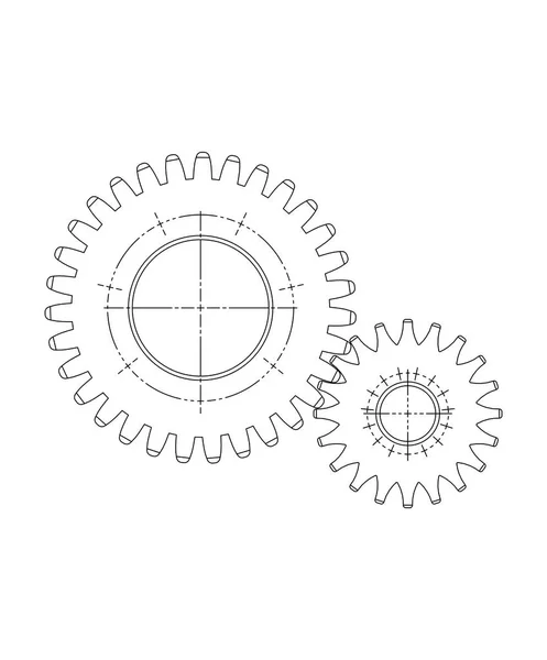 Modelo 3d de engranajes en un blanco — Archivo Imágenes Vectoriales