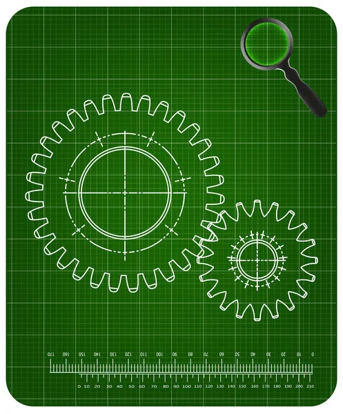 Modelo 3d de engrenagens em um verde —  Vetores de Stock