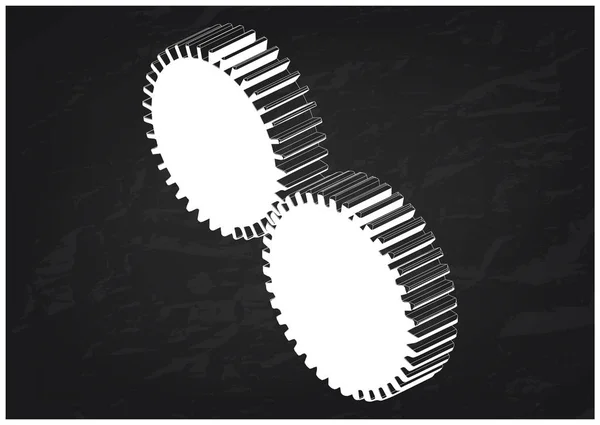 Gears Siyah Bir Arka Plan Üzerinde Boyutlu Model — Stok Vektör