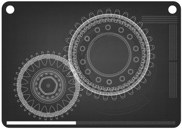 3D-s modellje egy fekete fogaskerekek — Stock Vector