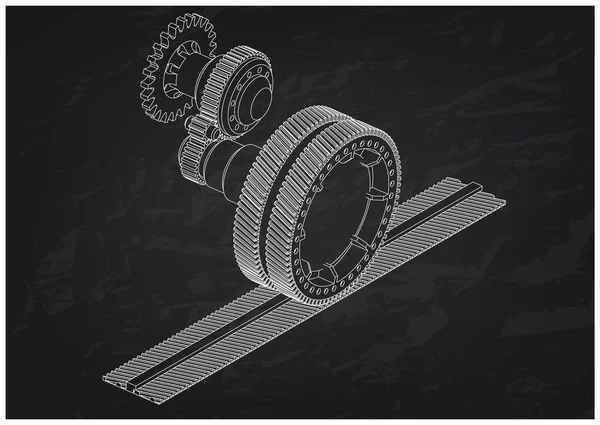 3d model of gears on a black — Stock Vector