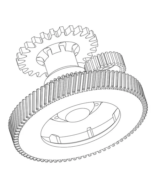 Modelo 3d de engranajes en un blanco — Vector de stock