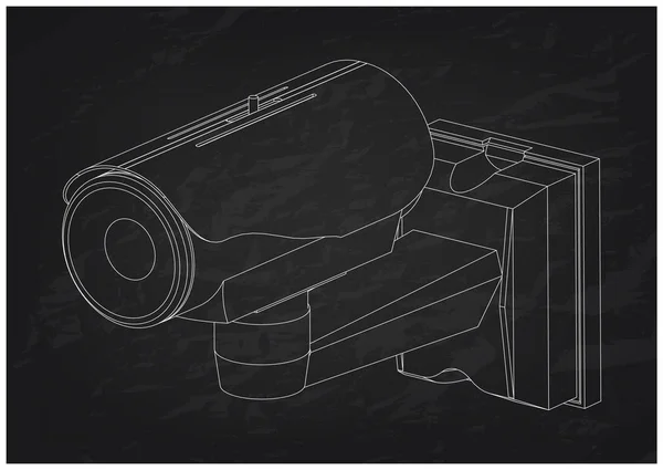 Modelo 3d de cámara de vigilancia en un negro — Archivo Imágenes Vectoriales