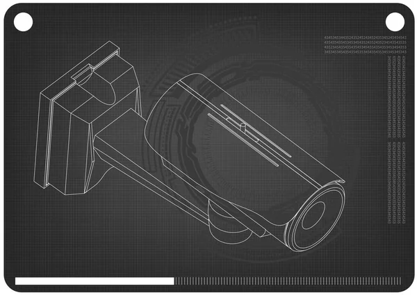 Modelo 3d de cámara de vigilancia en un negro — Archivo Imágenes Vectoriales