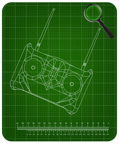 3d model of radio remote control on a green — Stock Vector