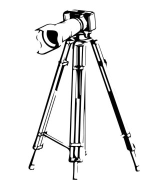 Siyah fotoğraf makinesi tripod üzerinde bir beyaz ile 