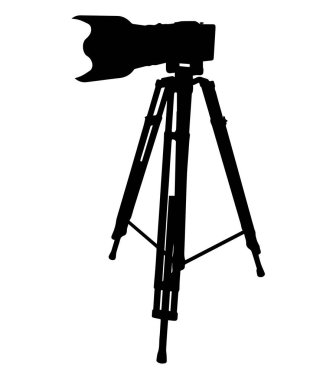 Siyah kamera ve tripod üzerinde bir beyaz