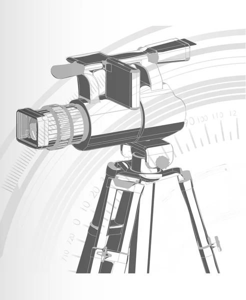 黑色相机与三脚架上的白色 — 图库矢量图片