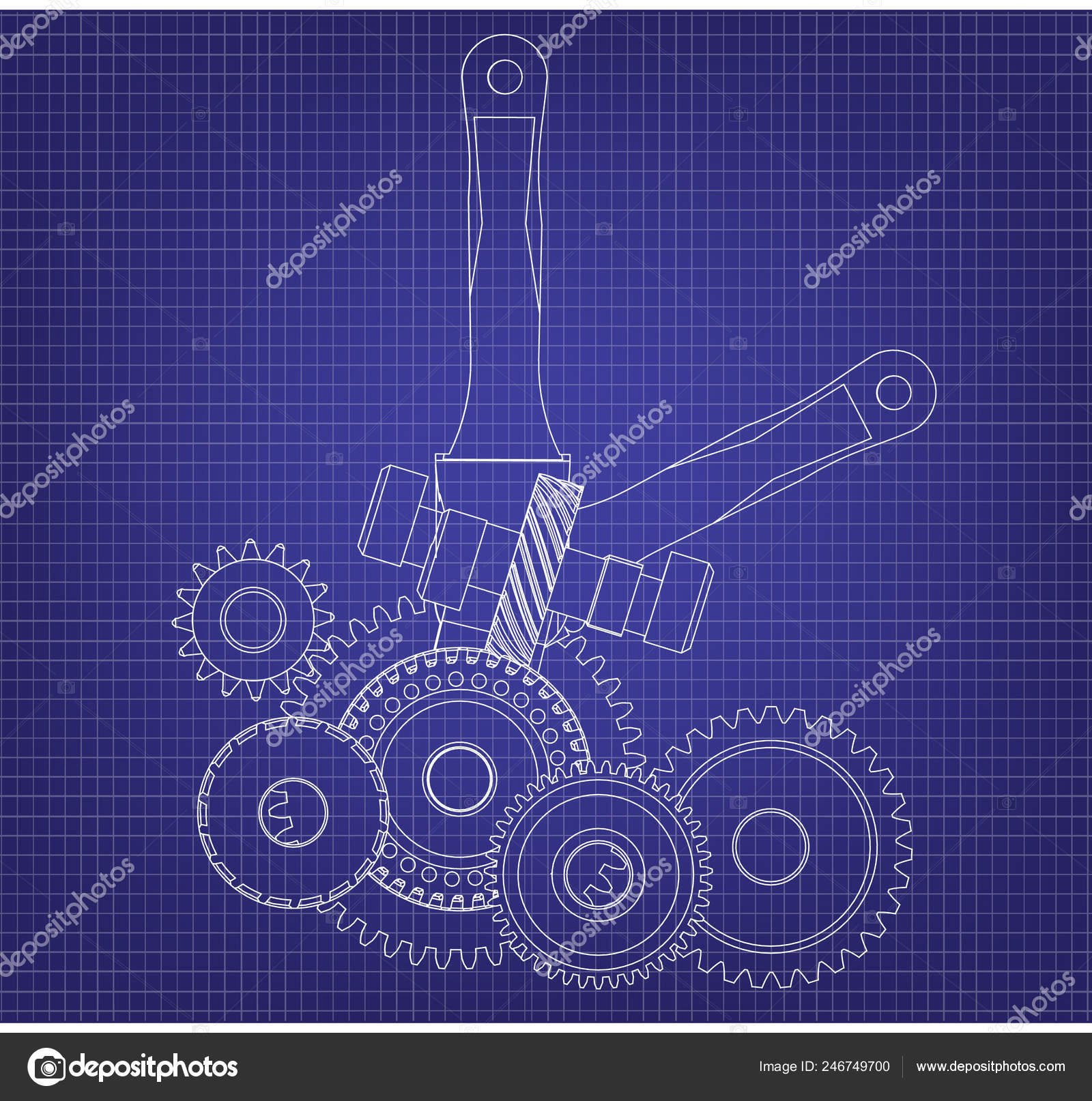 Gears and crankshaft on a blue Stock Vector Image by ©volodya_nikiforov
