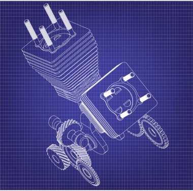 Mavi üzerinde motosiklet motoru