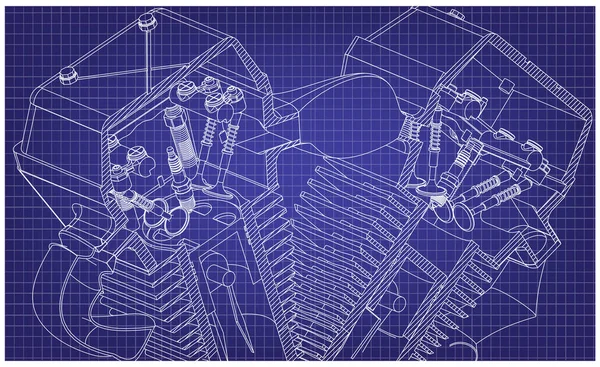 Moto moteur sur un bleu — Image vectorielle