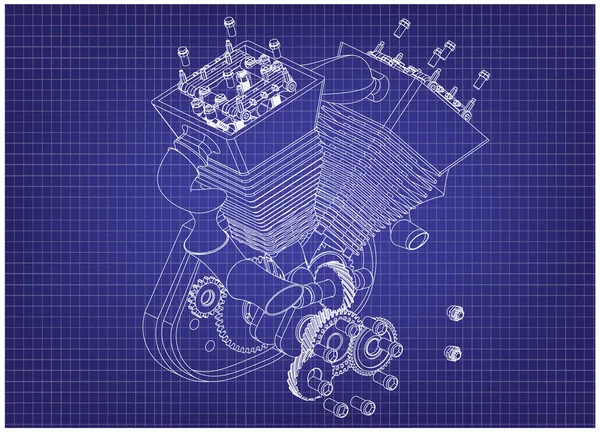 Moto moteur sur un bleu — Image vectorielle