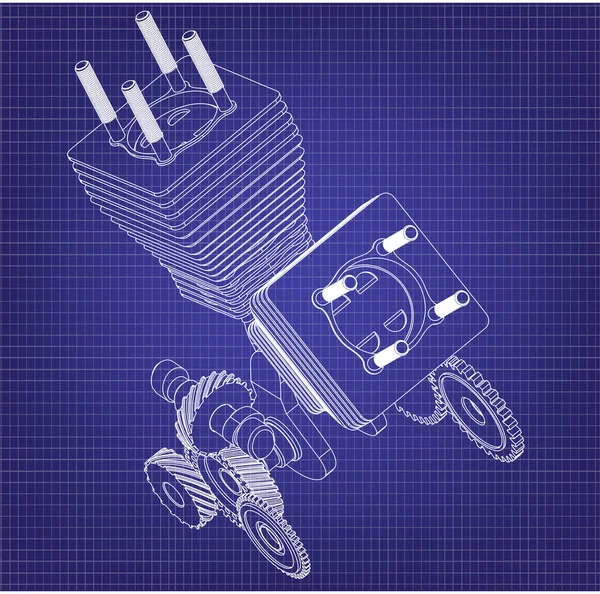 Mavi üzerinde motosiklet motoru — Stok Vektör