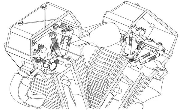 Motor de motocicleta en un blanco — Archivo Imágenes Vectoriales