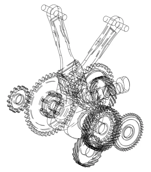 Motorradmotor auf einem weißen — Stockvektor