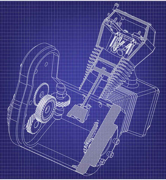 Motor motocyklu na modré — Stockový vektor