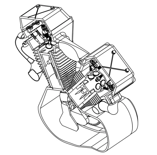 Motor de motocicleta en un blanco — Vector de stock