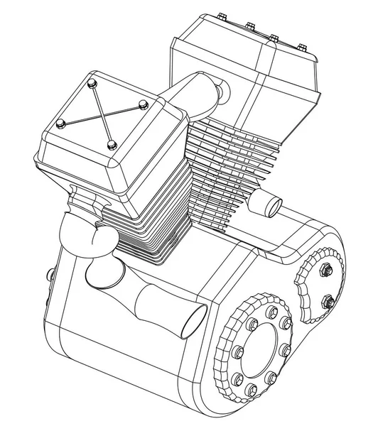 Motor de motocicleta en un blanco — Vector de stock