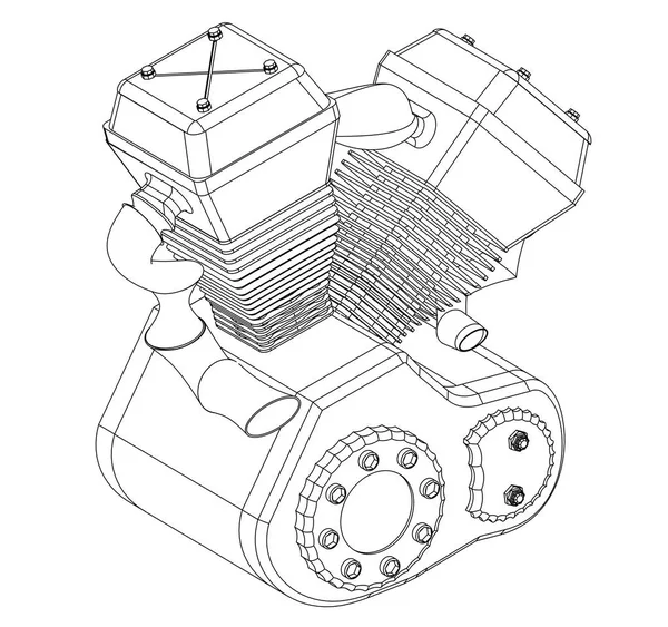 Motor de motocicleta en un blanco — Archivo Imágenes Vectoriales