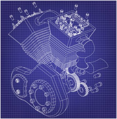 Mavi üzerinde motosiklet motoru