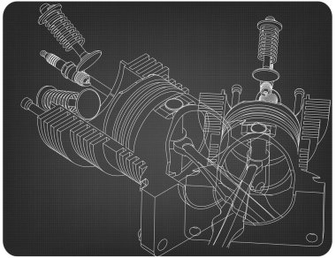 İki piston ve Vana bir gri 