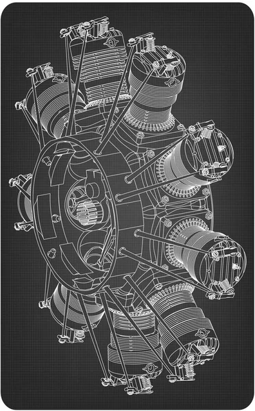 Motor radial en gris — Vector de stock