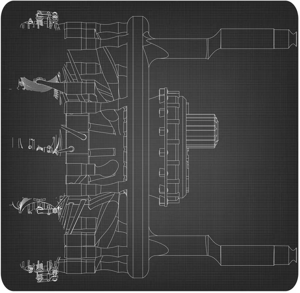 Радиальный двигатель на сером — стоковый вектор
