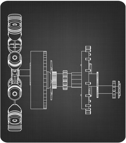 Motor radial desmontado en gris — Vector de stock