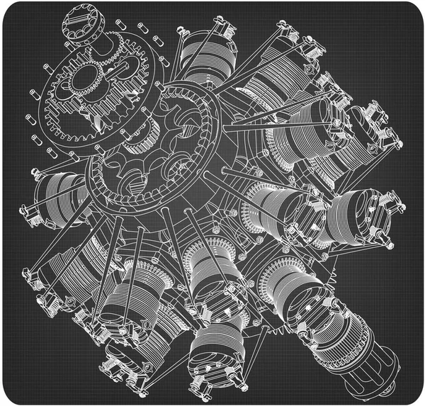 Motor radial en gris — Vector de stock