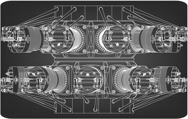 Motor radial em um cinza — Vetor de Stock