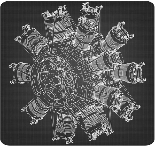 Motor radial em um cinza — Vetor de Stock