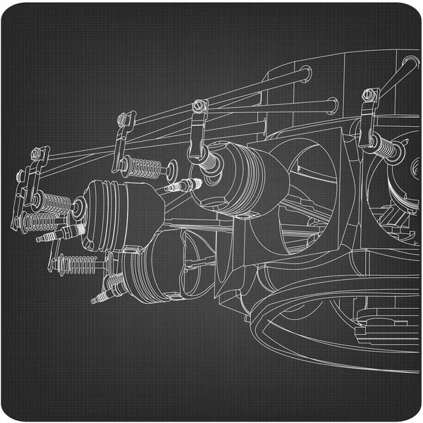 Motore radiale su un grigio — Vettoriale Stock