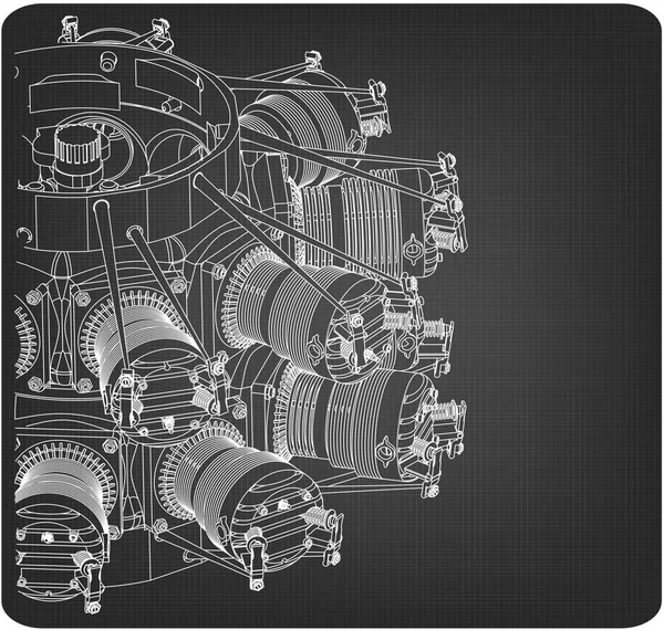 Motor radial en gris — Vector de stock