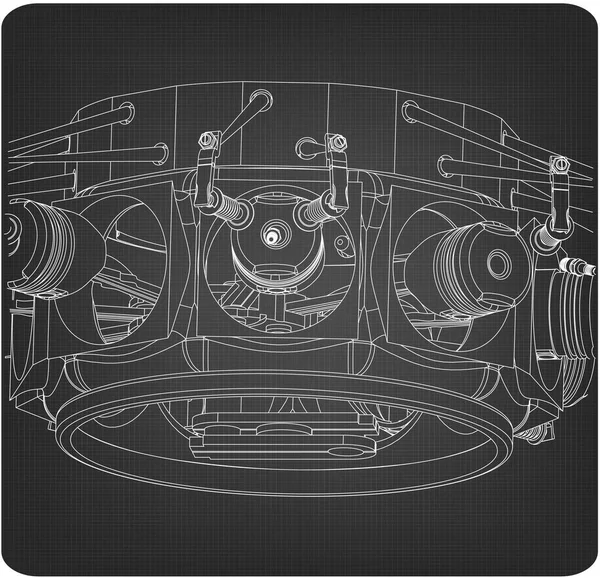 Motor radial en gris — Vector de stock