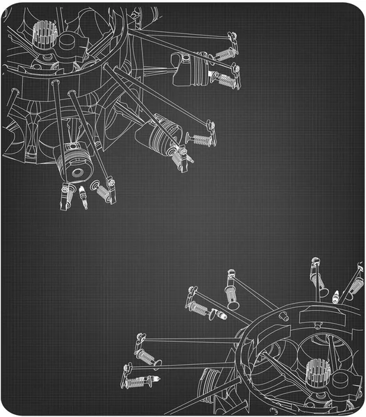 Motor radial desmontado en gris — Vector de stock