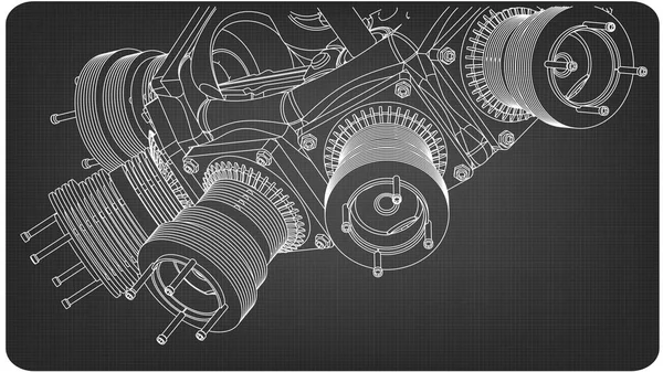 Радиальный двигатель на сером — стоковый вектор
