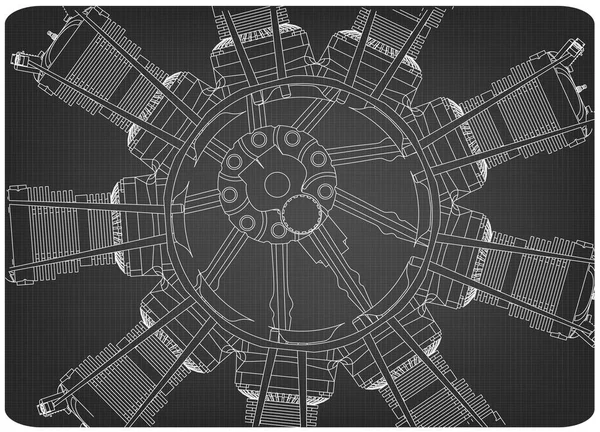 회색에 방사형 엔진 — 스톡 벡터