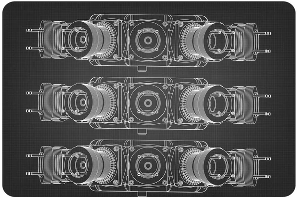 Moteur radial sur un gris — Image vectorielle