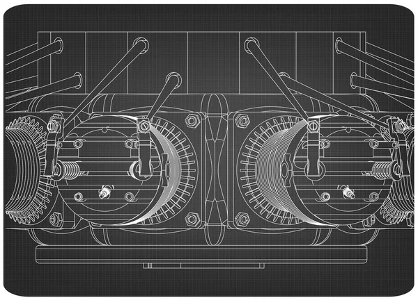 Motor radial en gris — Vector de stock