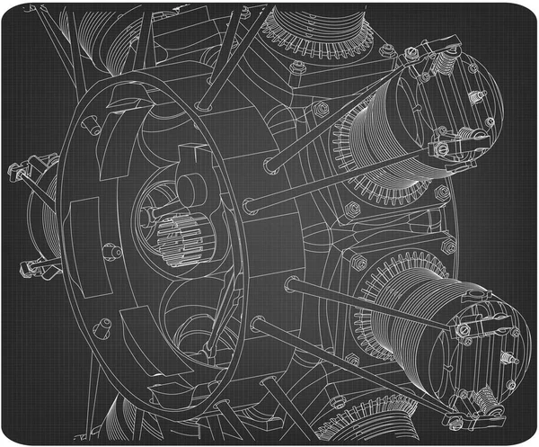 Motor radial en gris — Vector de stock