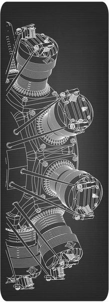 Радіальний двигун на сірому — стоковий вектор