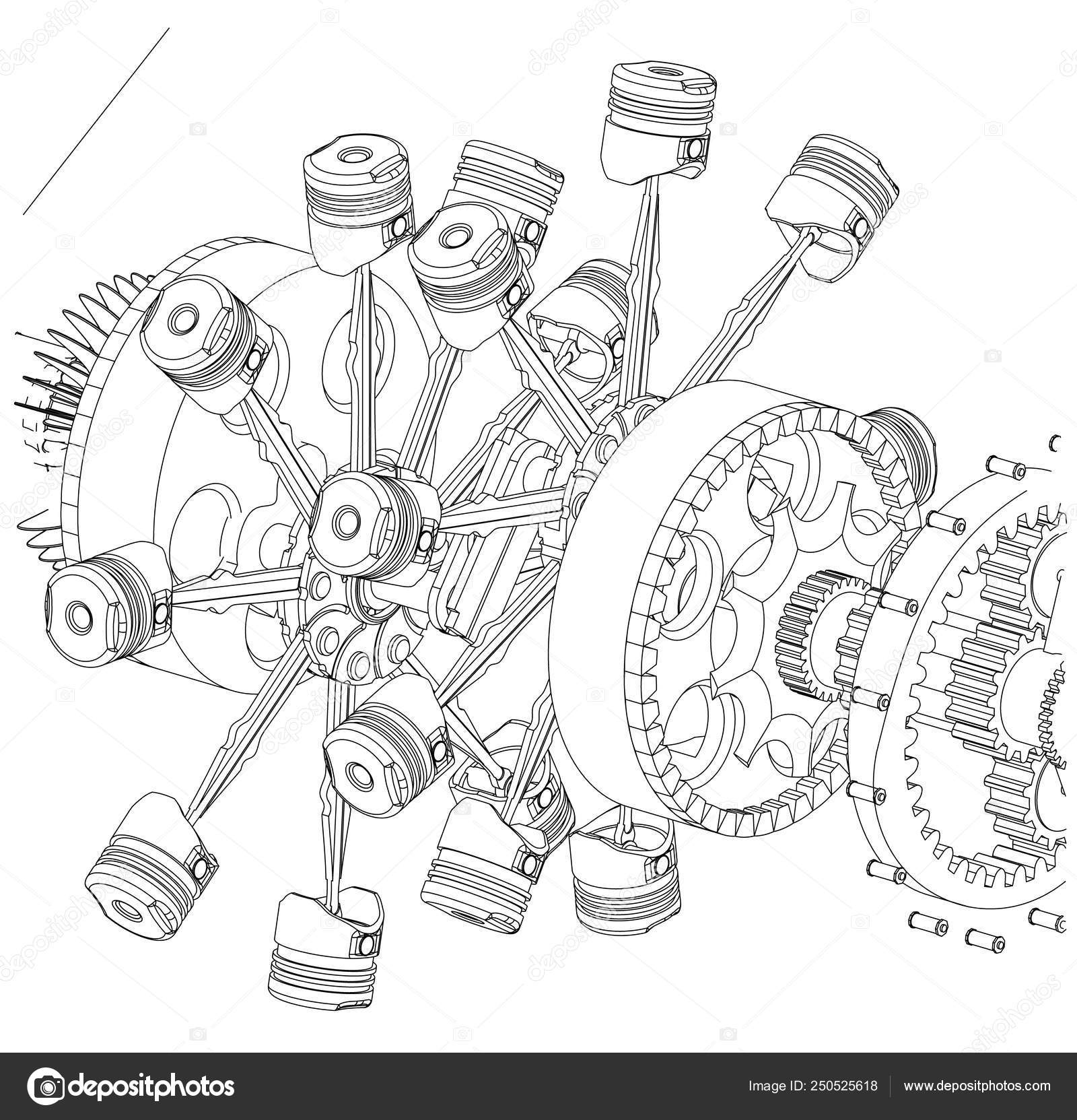 Disassembled radial engine on a white Stock Vector Image by ©volodya_nikiforov_97@ #250525618 Disassembled radial engine on a white Stock Vector Image by ©volodya_nikiforov_97@ #250525618